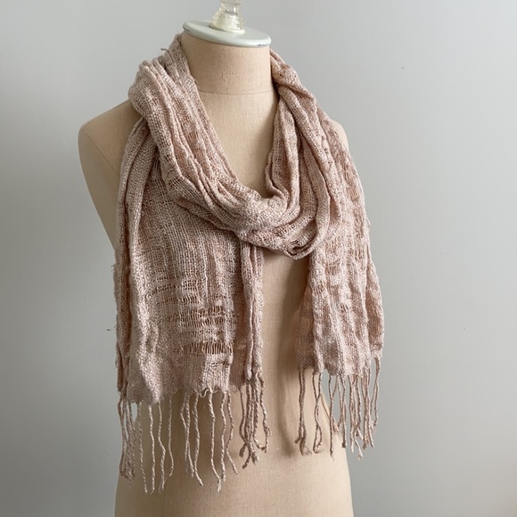 Tan Frayed Scarf - Picture 2 of 4